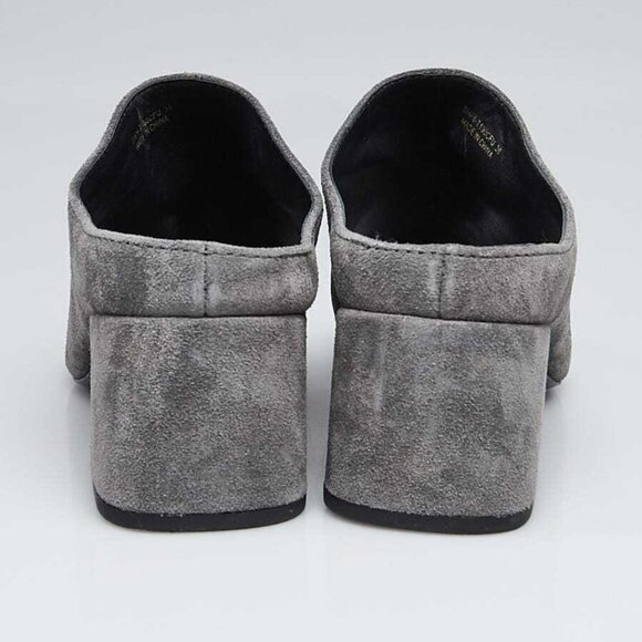 3.1 Phillip Lim Grey Suede 55mm Open Toe Mule Cube Heel Size 5.5/36 - Picture 4 of 5
